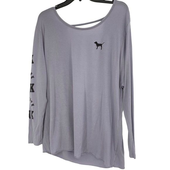 Pink super soft Size L T-shirt cut out black dog logo Womens 1911 Long Sleeve - Picture 1 of 9